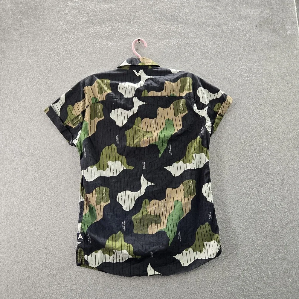 Scotch & Soda Men Button Up M Shirt Green Camouflage Gorpcore‎ Short Sleeve